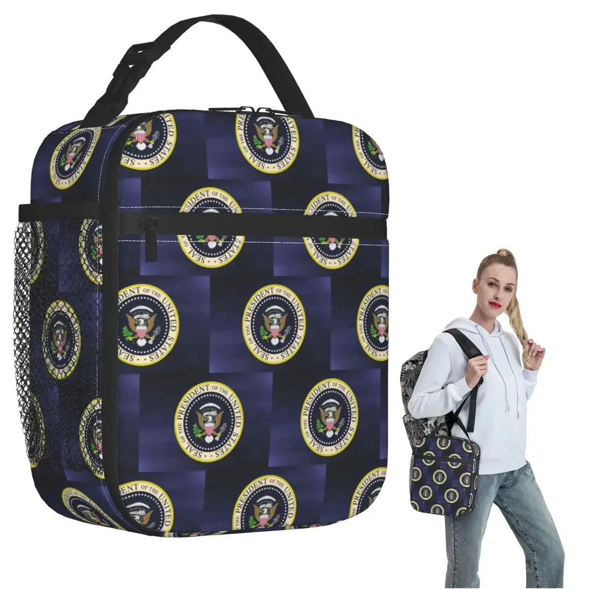 Seal Of The President Of The United States Insulated Lunch Bag for Women Kids Portable Food Boxes Thermal Lunch Box Tote
