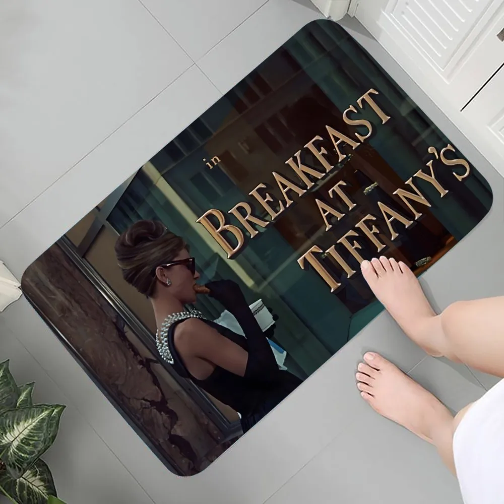 Breakfast at Tiffany s Audrey Hepburn Floor Mat Graphic Printed Flannel Doormats for Bathroom Kitchen Entrance Carpet Home Decor