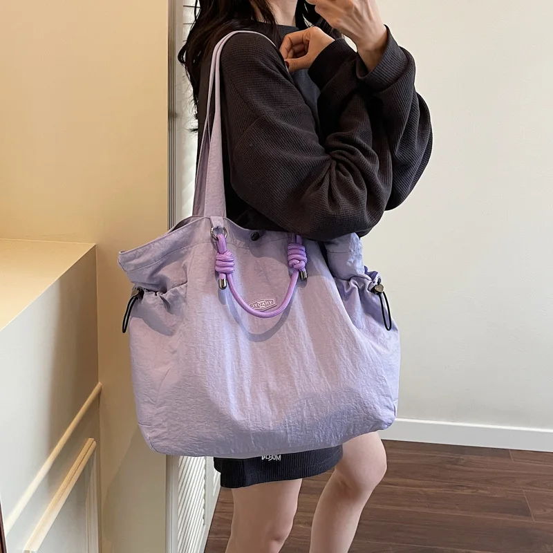 

Водонепроницаемая повседневная сумка-тоут большой вместимости из ткани Оксфорд, однотонная простая пригородная сумка на одно плечо для ручной работы