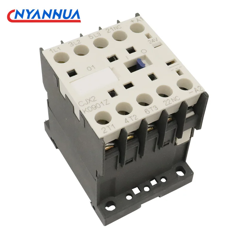 CJX2-K0901Z/CJX2-K0910Z Kecil Contactor DC 24V Kontak Perak Perlindungan Lingkungan Plastik 9A