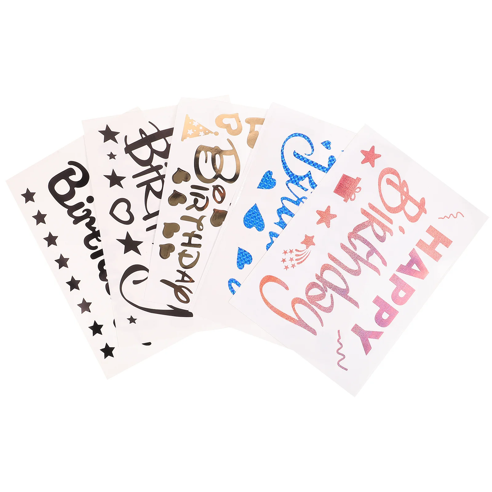 5Pcs Birthday Party Letters Stickers Decals Balloon Decoration Stickers Creative Birthday Supplies for Party Decoration