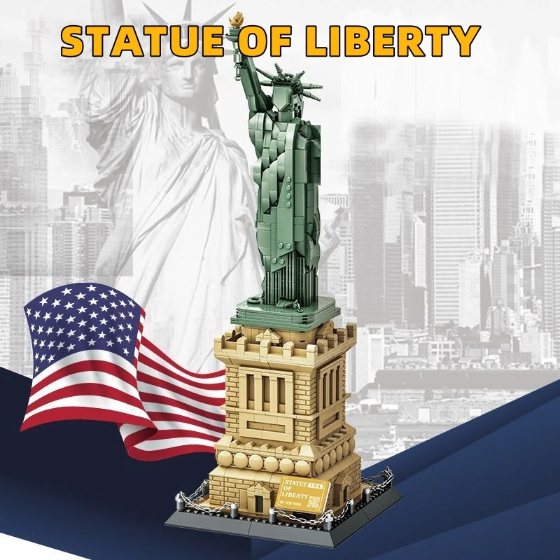 

1409PCS The Statue of Liberty Architecture Large Collection Building Blocks Set Model Gift for Kids and Adults Compatible