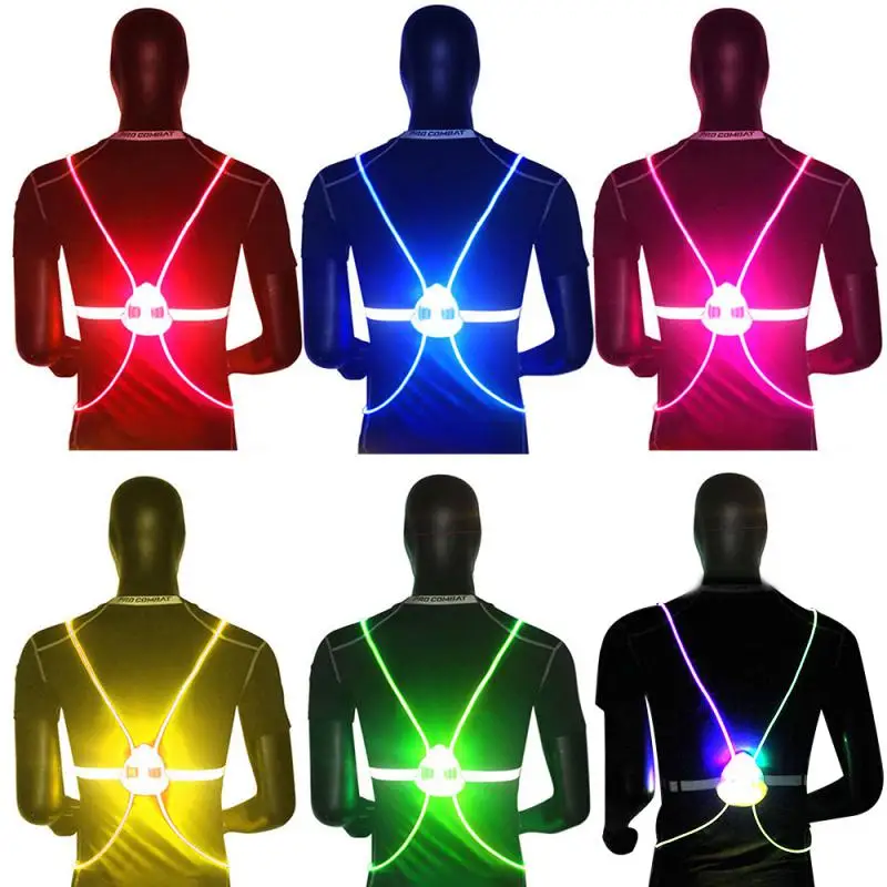 Night Outdoor Sport LED Vest - 360 Reflective High Visibility Flash Safety  LED Fiber Optic Night Running Riding Colorful