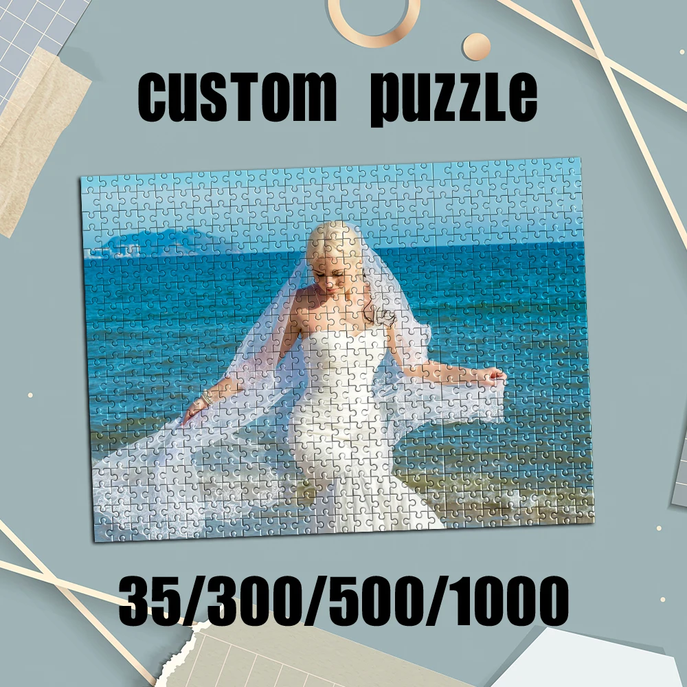 35/300/500/1000pcs Personalized Custom Photo Wedding photos Puzzle wooden Puzzle for Adults Family Gifts Kid Educational Toys