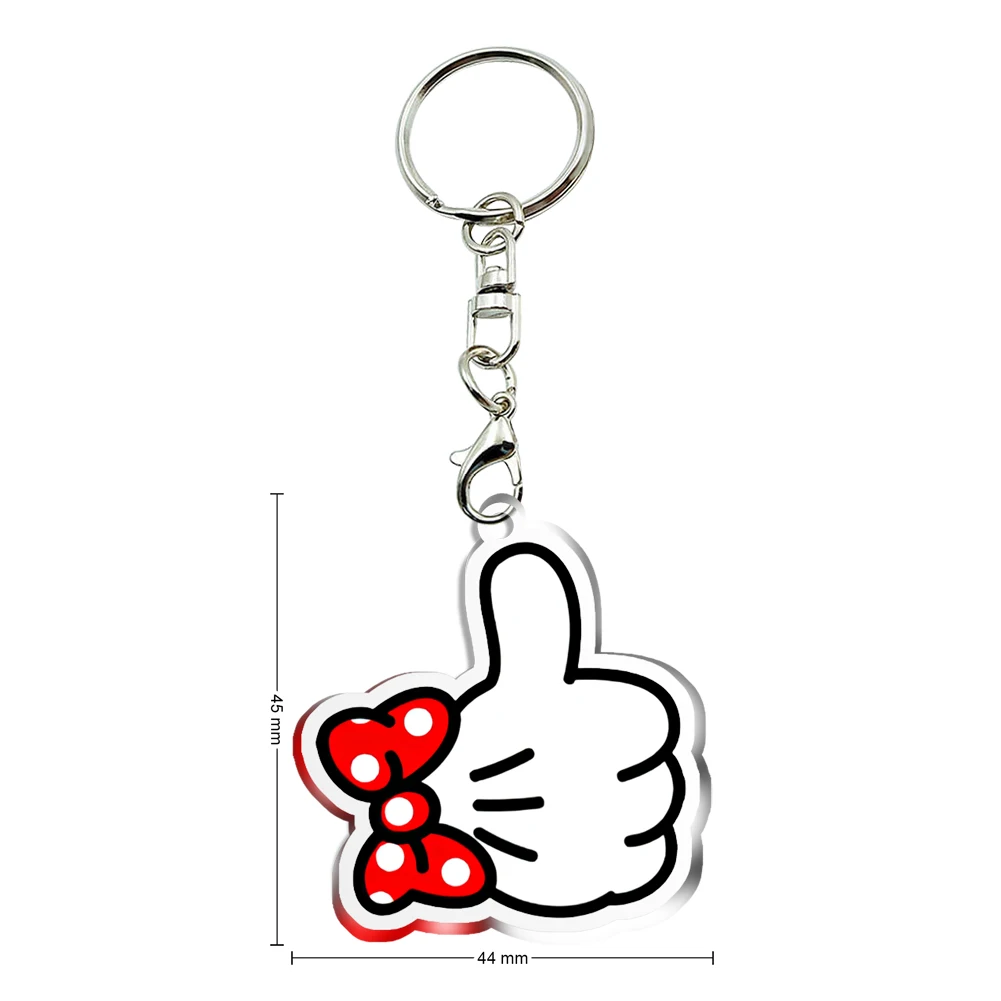 Disney Minnie Cute Bow Transparent Acrylic Keychains Collection Women Girl Jewelry Accessories Kids Birthday Party Gift