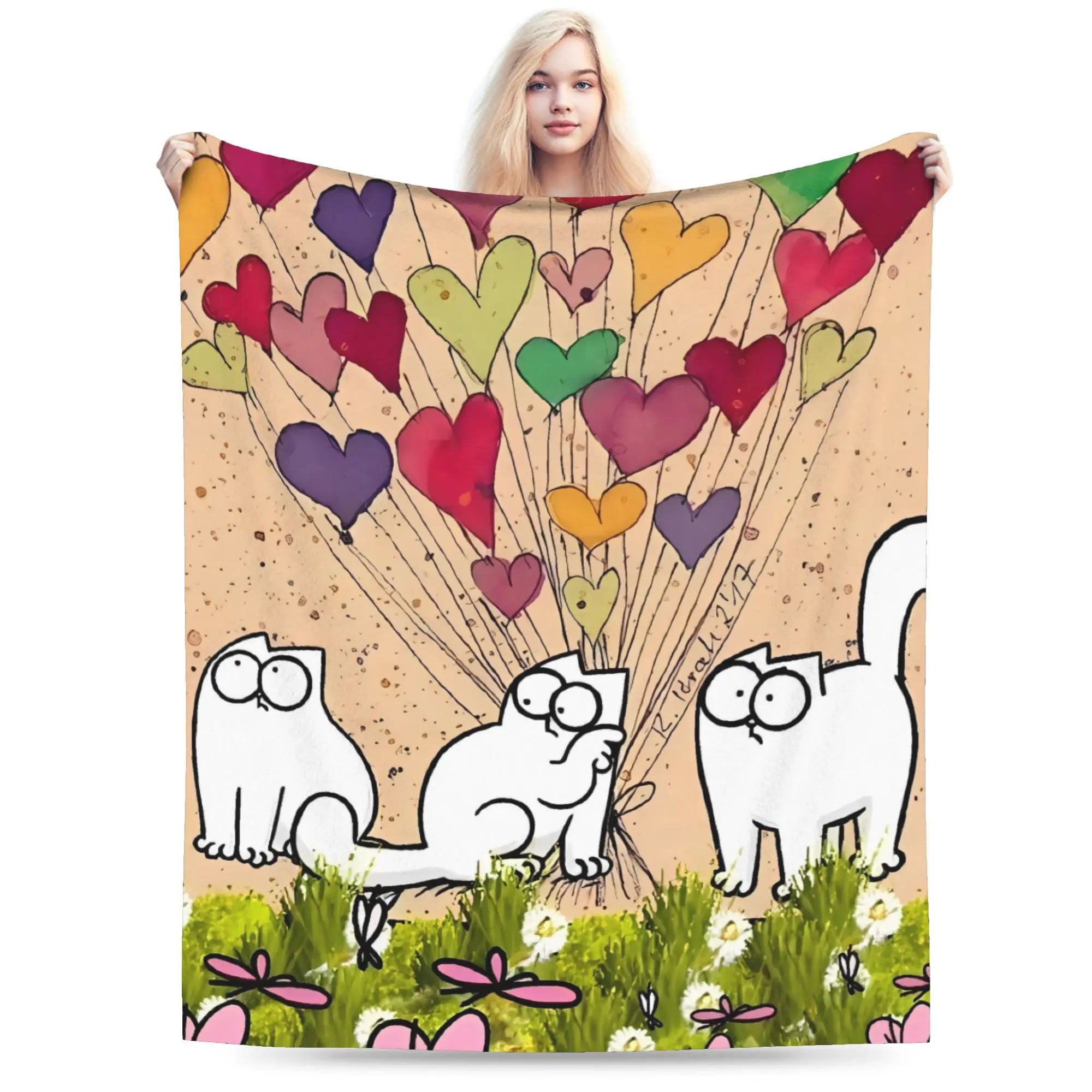 

Simons Cat Warm Soft Blankets Girls Boys Plush Throw Blanket Street Trend Couch Bed Flannel Bedspread Sofa Bed Cover