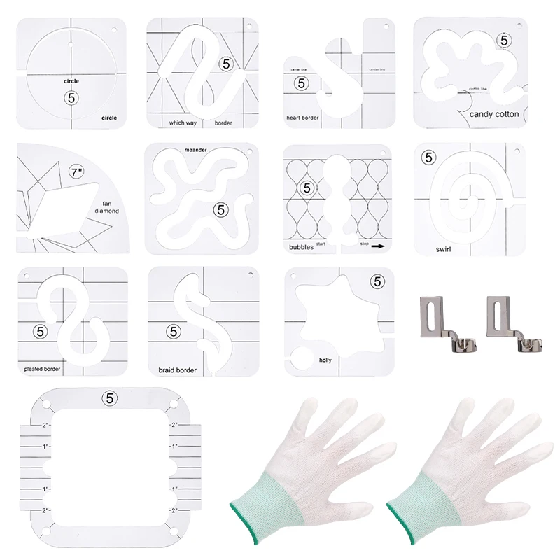 

Special Shaped Hollow Sewing Template Kit, Patchwork Template Combination, Including Sewing Machine Presser Foot Accessories