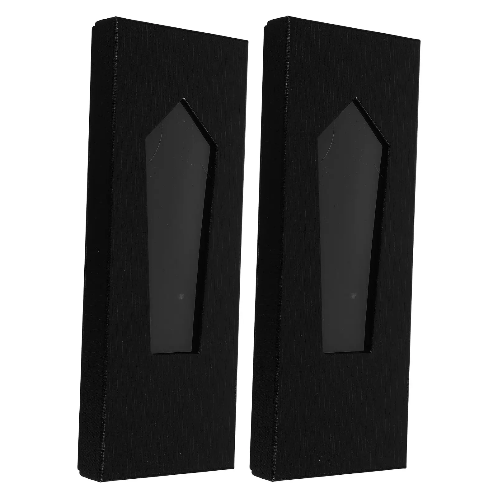 2Pcs Black Tie Storage Box with Window Lid Rigid Cardboard Rectangle Gift Box for Men Neckties Bow Tie Organizer Travel Display