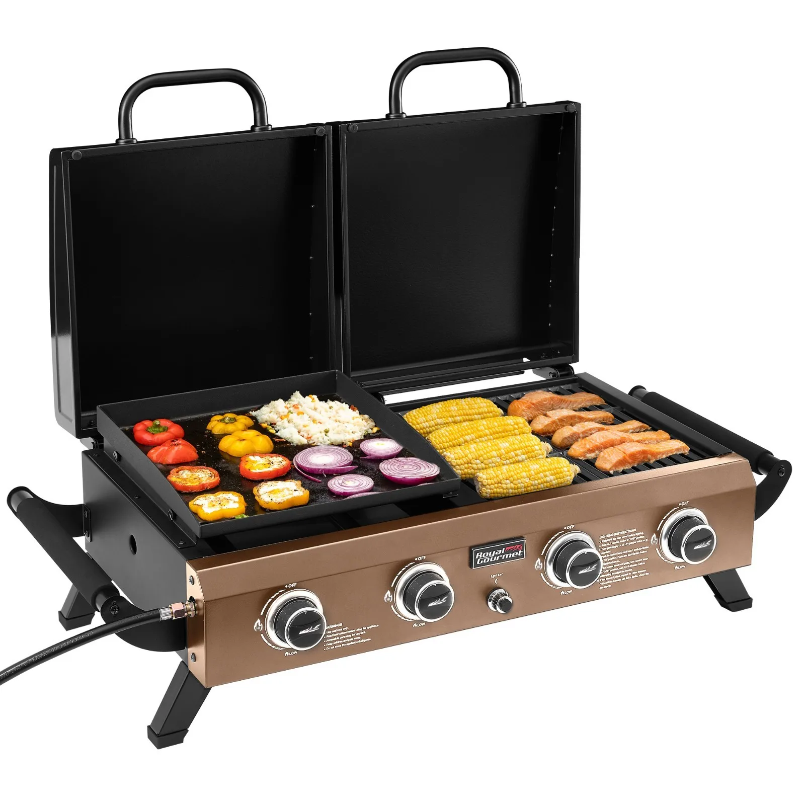 

4-Burner Portable Propane Gas Grill Griddle Combo for Backyard