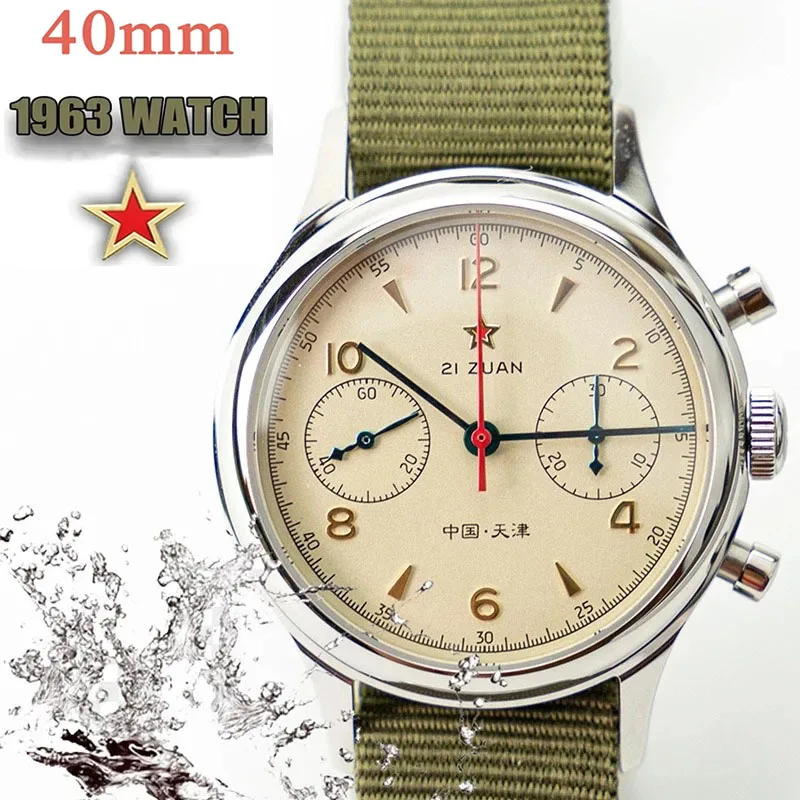 Seagull 1963 Men Watch Manual Mechanical Watches Seagull ST1901 Chronograph Luxury Retro Wristwatch Air Force Replica