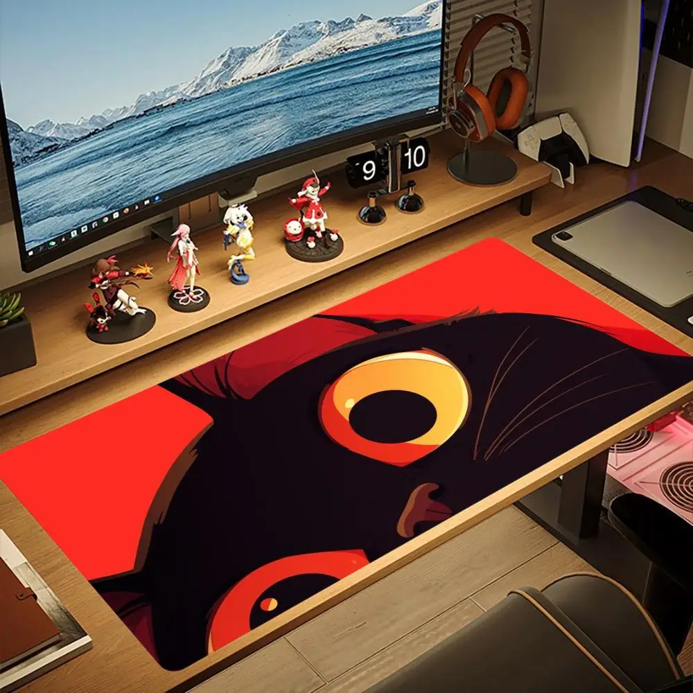Large Mousepad Red Big Eye Black Cat Keyboard Mat Deskpad Pc Game Desk Mats Cute Cartoon Mouse Mats For Desktop Workstation