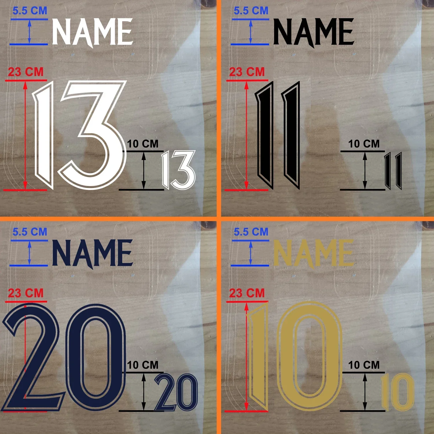 PU Material 2006 2017 DIY Customized Retro Athletes Nameset Number Printing Heat Transfer Badge 11# 13# 10# 20# Gold White Blue