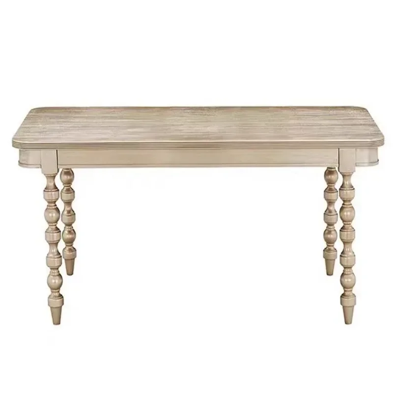 American light luxury champagne solid wood dining table and chair combination Morrie impression rectangular villa restaurant