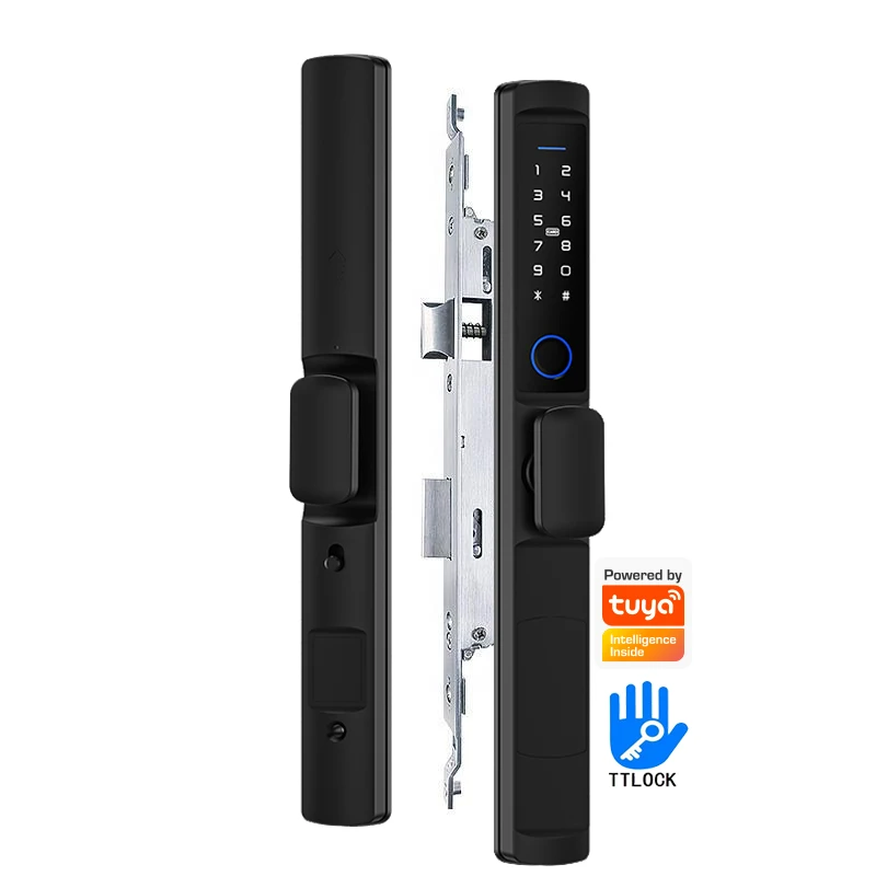 2585 Mortise Aluminum narrow frame sliding door electronic lock card code Intelligent Tuya Smart Wifi digital door lock