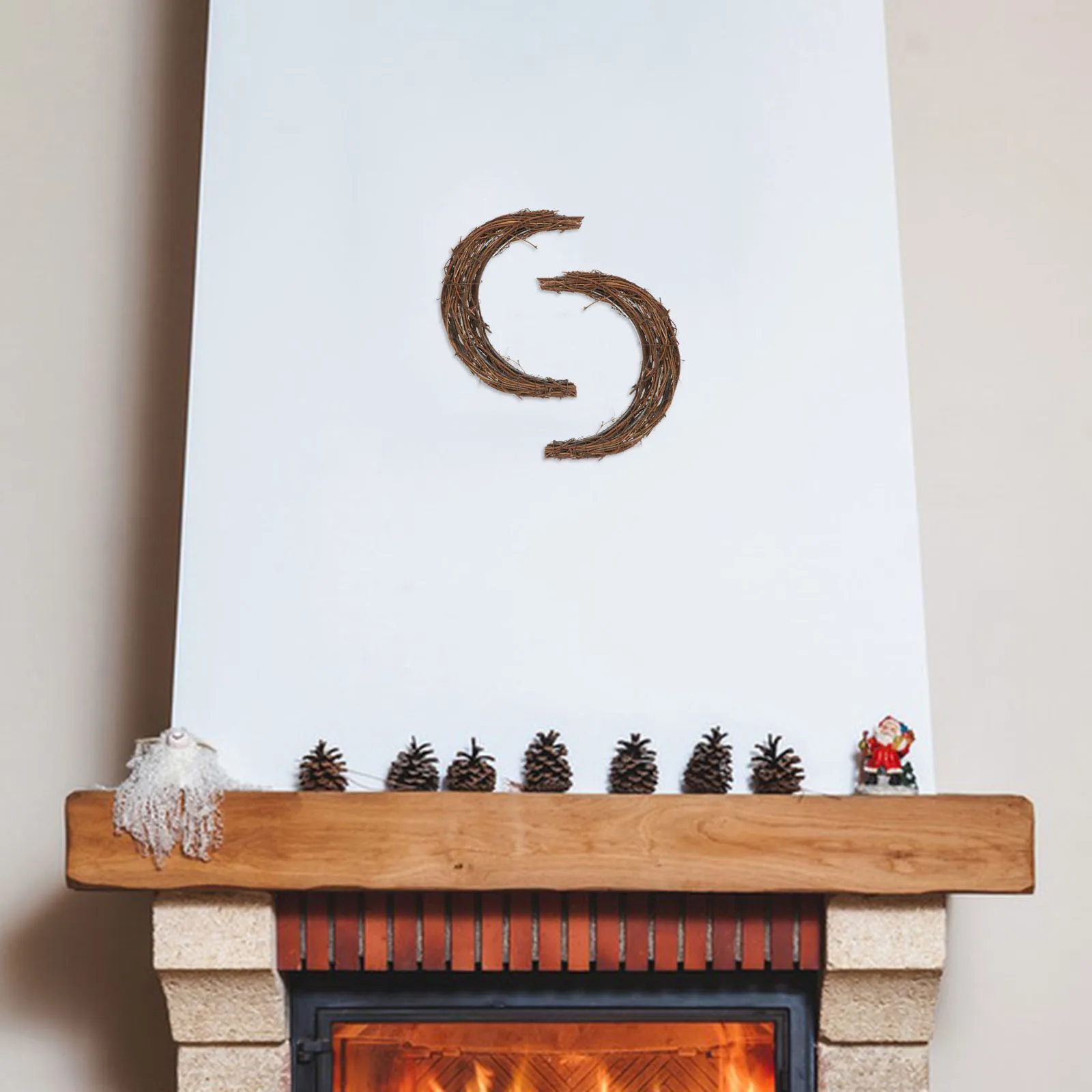 2 قطعة DIY إكليل الروطان دائرة اليد المنسوجة الروطان خواتم ل ريفي نمط المنزل الباب الأمامي ديكور معلق الكرمة فرع إكليل #2