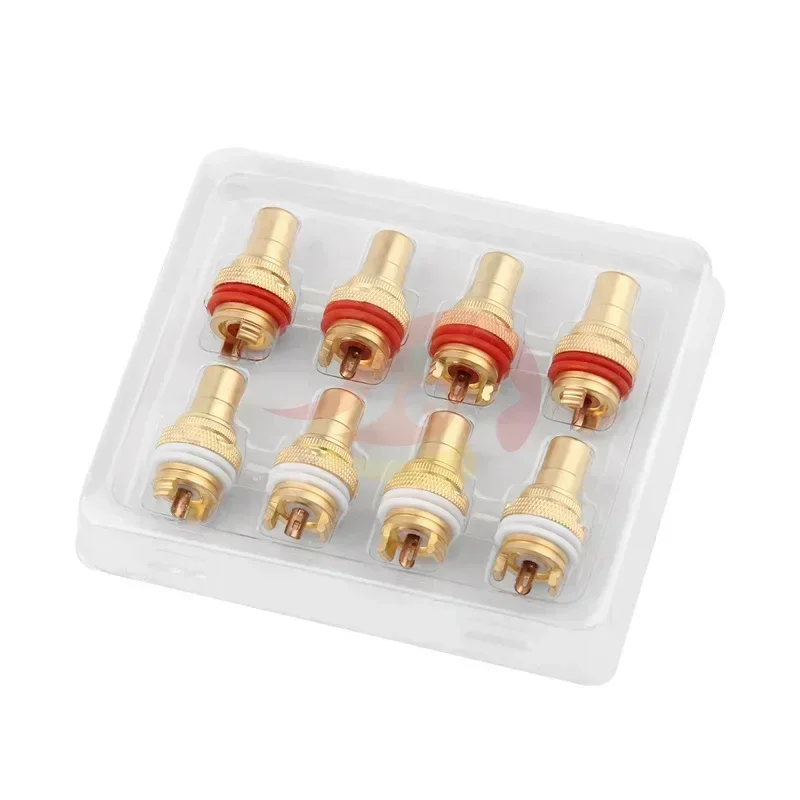 Plug Connector RCA Audio Connector Female Socket Chassis For CMC Connectors Rhodium Plated Copper Jack Copper Plug