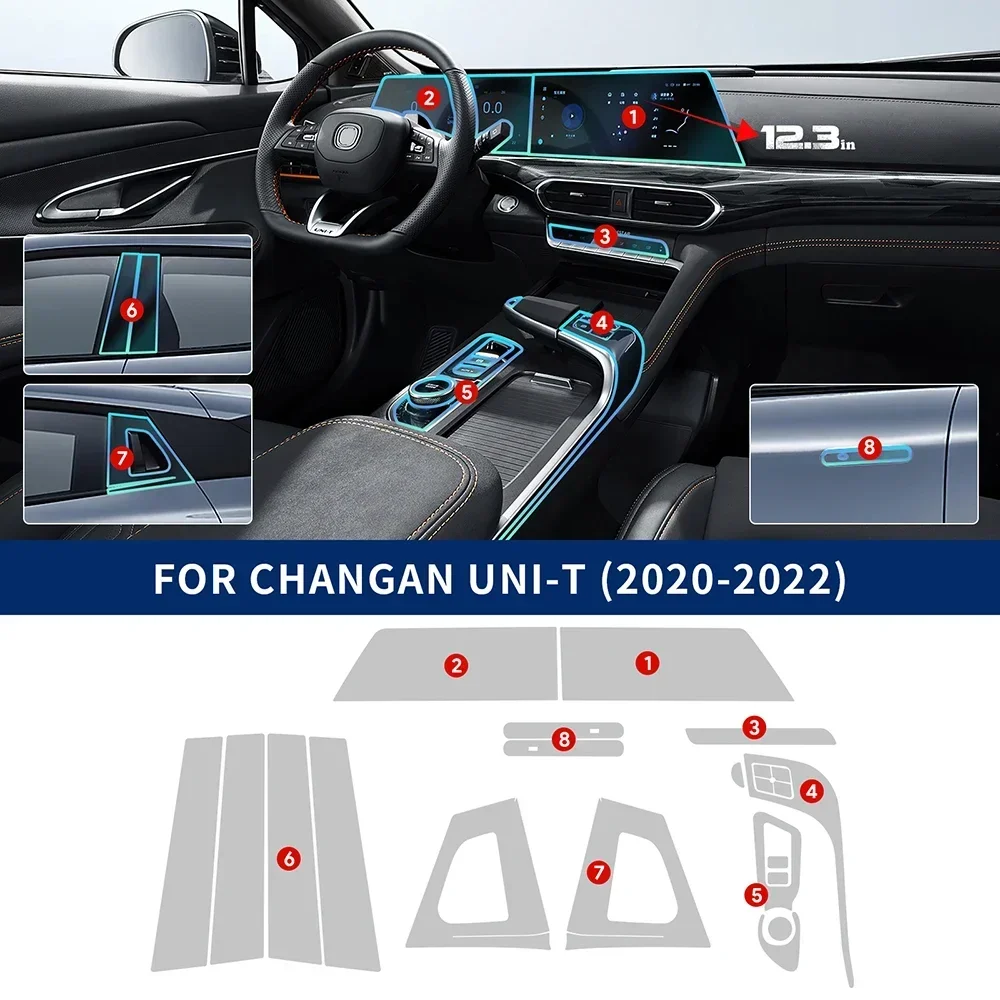 

Матовая прозрачная защитная пленка из ТПУ для салона автомобиля для Changan UNI T UNI-T 2020 2021 2022, специальная наклейка против царапин PPF