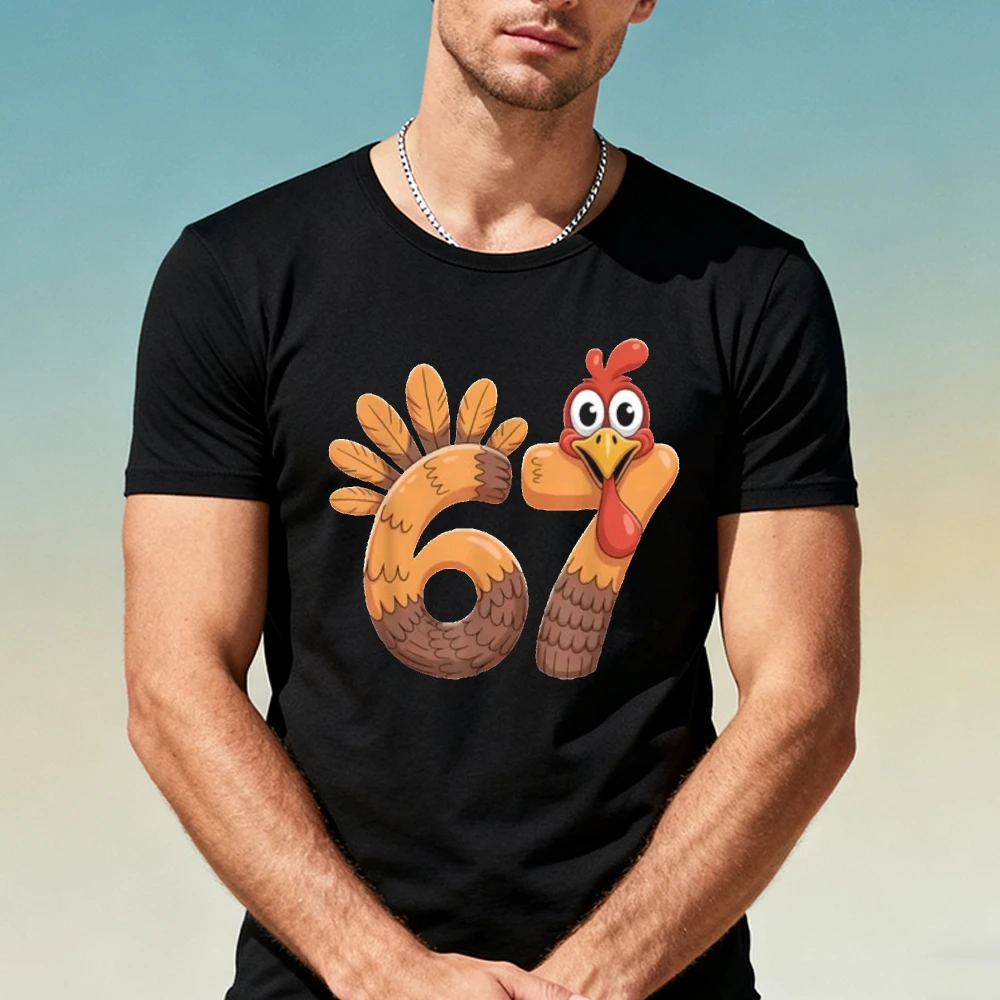 Turkey Number 69 Cartoon Thanksgiving Bird Men Tee Funny Poultry Farm Foodie Pun Joke Top Holiday Party Celebration Tees