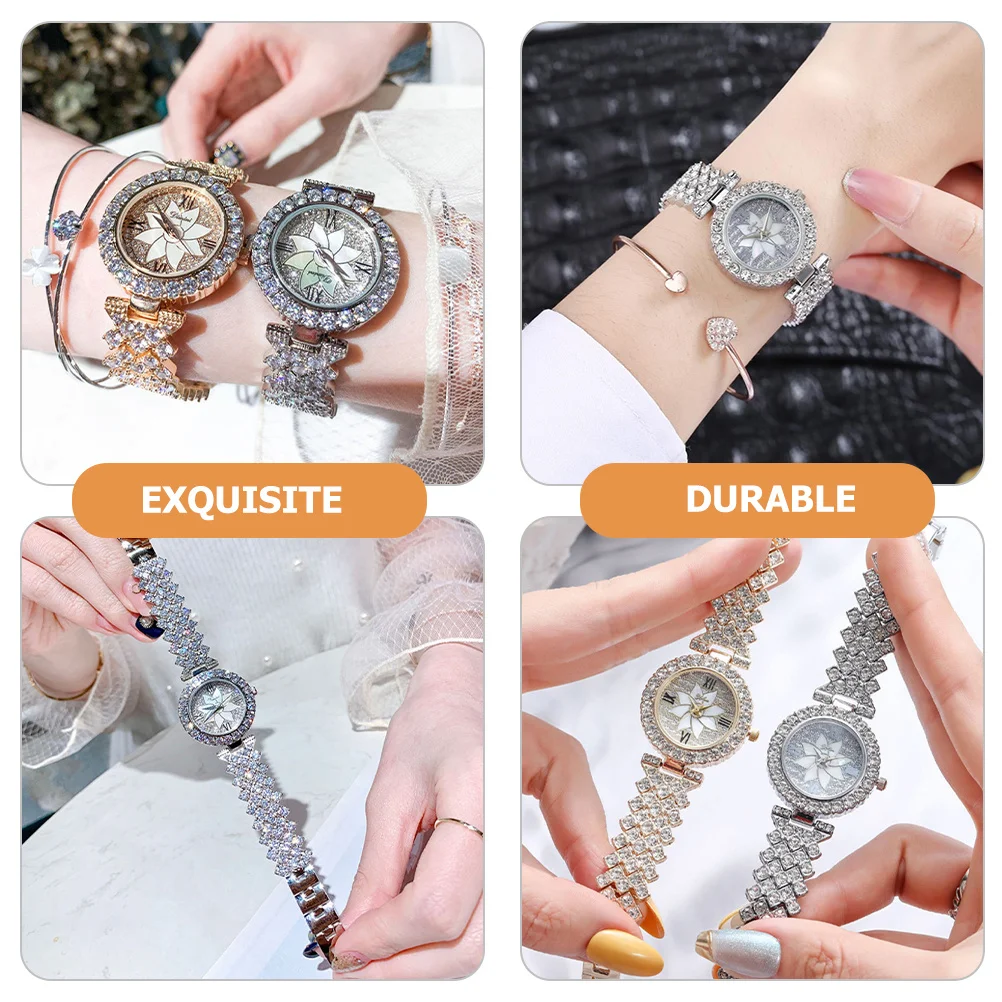 ساعة يد نسائية مرصعة بحجر الراين أنيقة بحزام معدني ساعة يد رائعة كاجوال للسيدات هدية مزخرفة لها