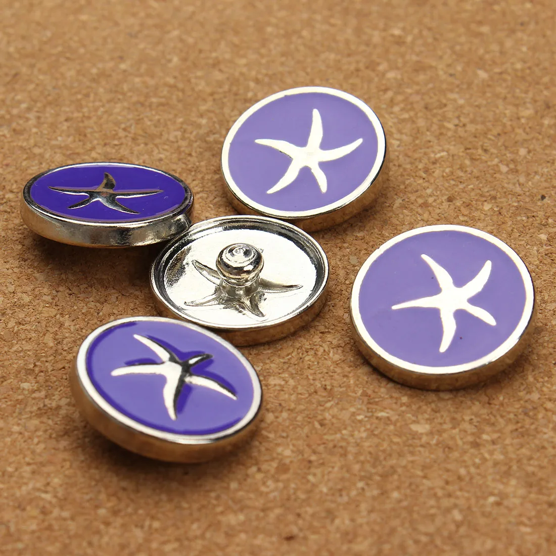 10pcs/pack Drip Oil Rhodium Round Star Button Cover For Women Men DIY Shirt Hat Making Decoration Accessories Wholesale