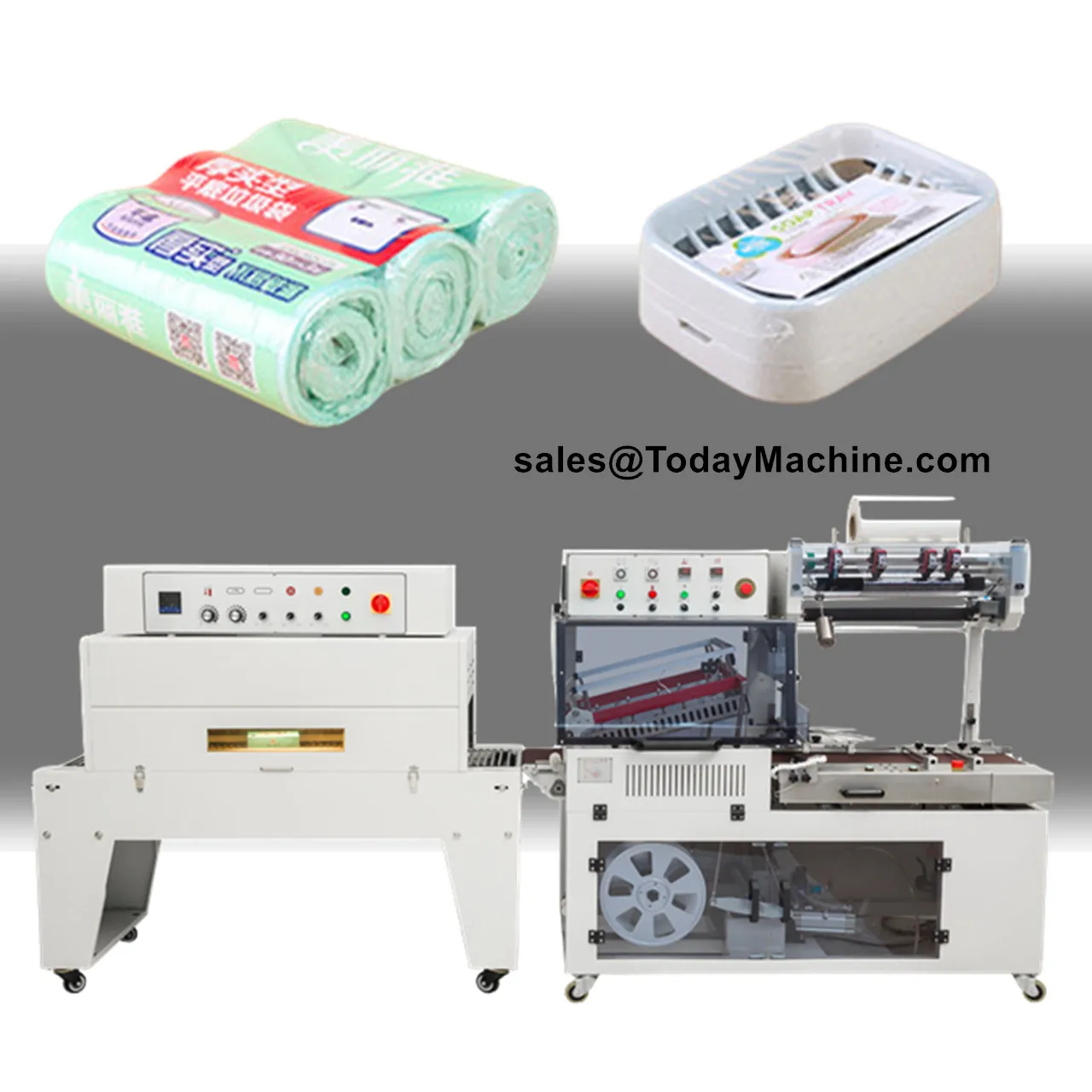 Automatic Shrinking Plastic Film Sealing Cutting Wrapping Packing Machine