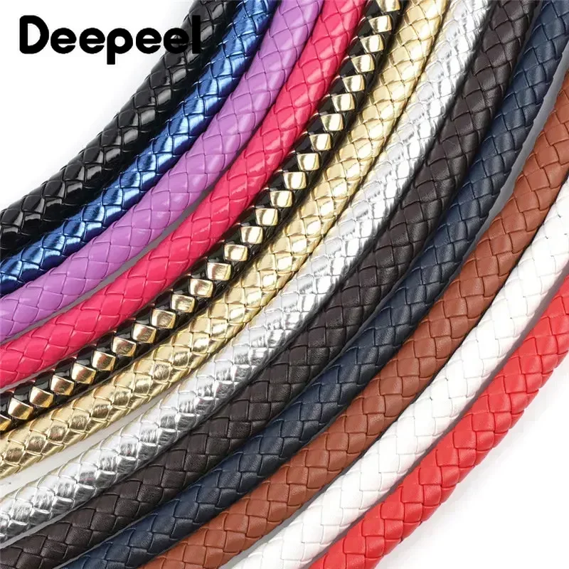 1Pc Deepeel 30-60cm Colorful PU Leather Bag Straps Purse Handbag Handles Gold Chain Buckle Weave Sling DIY Handmade Accessories