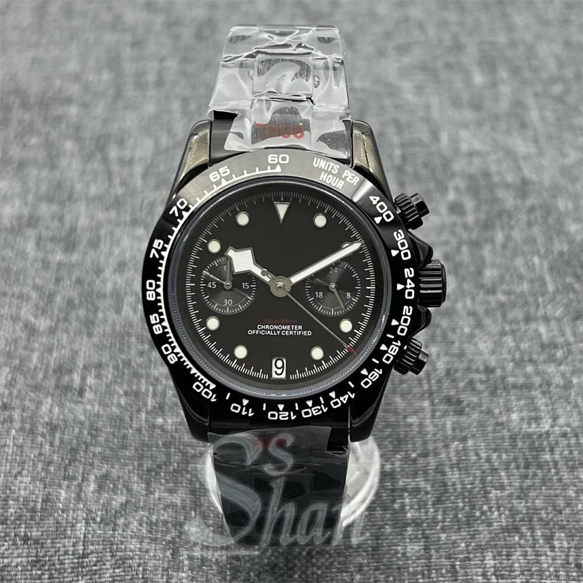 

39 мм мужские часы с пандой, роскошные кварцевые часы, хронограф, сапфировое стекло, керамический безель, светящиеся часы, наручные часы с датой на 6 часов