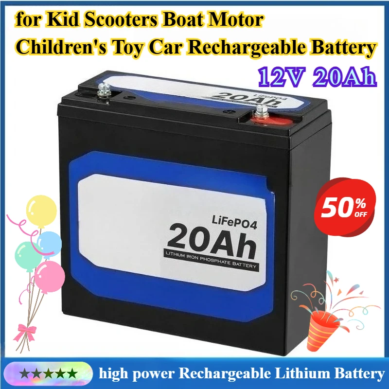 

100% New 12V 20000mAh LiFePo4 Battery Lithium Iron Phosphate Rechargeable Battery for Kid Scooters Boat Motor Children's Toy Car