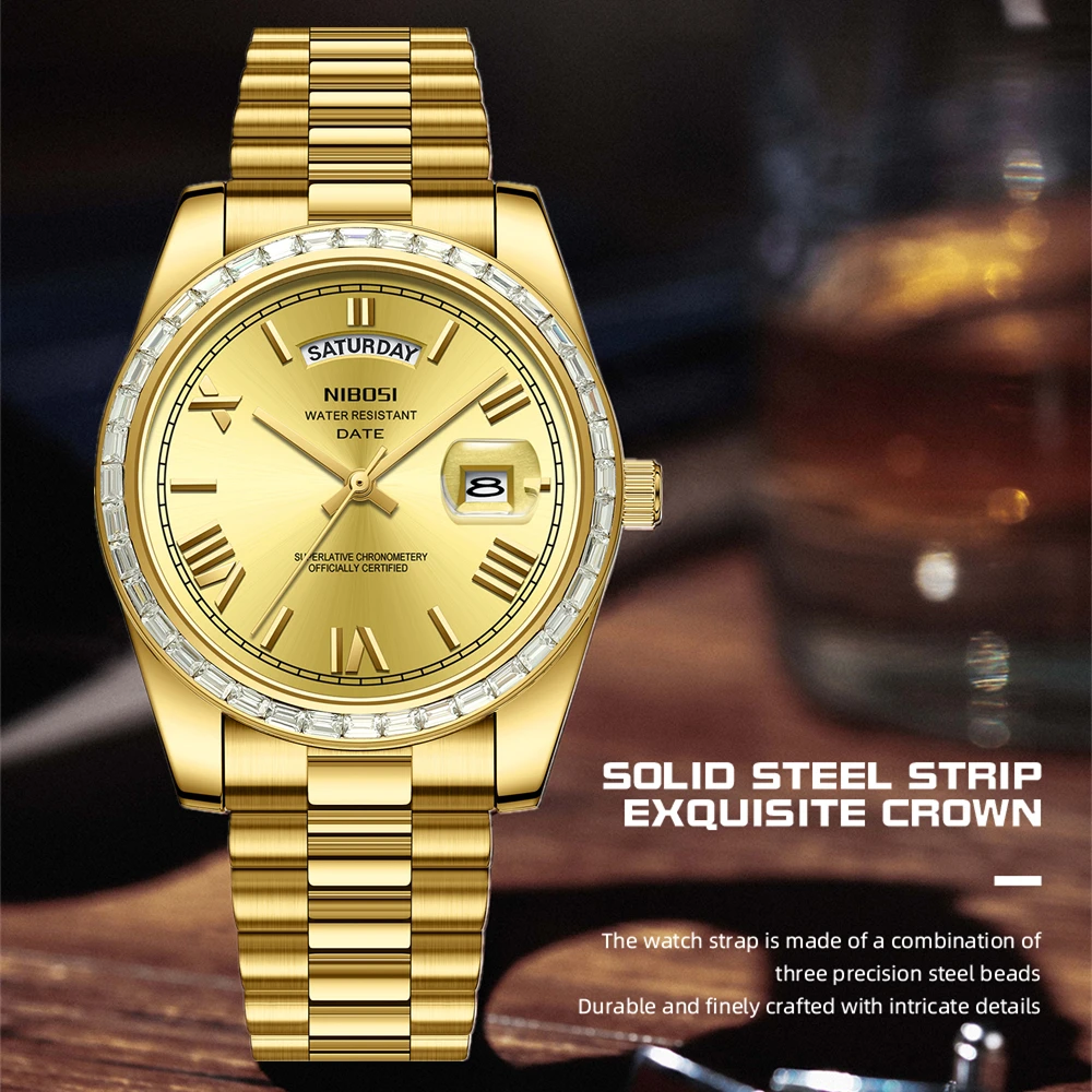 

NIBOSI мужские часы лучший бренд класса люкс с бриллиантами наручные часы день дата Miyota кварцевые часы мужские водонепроницаемые стальные мужские часы Reloj Hombre
