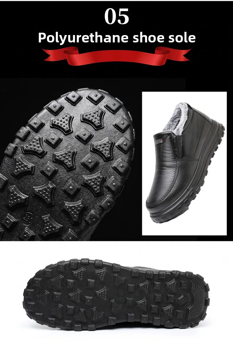 Herren Winter Slip-On Schuhe Wasserdicht Dick Plüsch Gefüttert Warme Casual Loafer Rutschfeste Plattform Schneestiefel – Detail 14