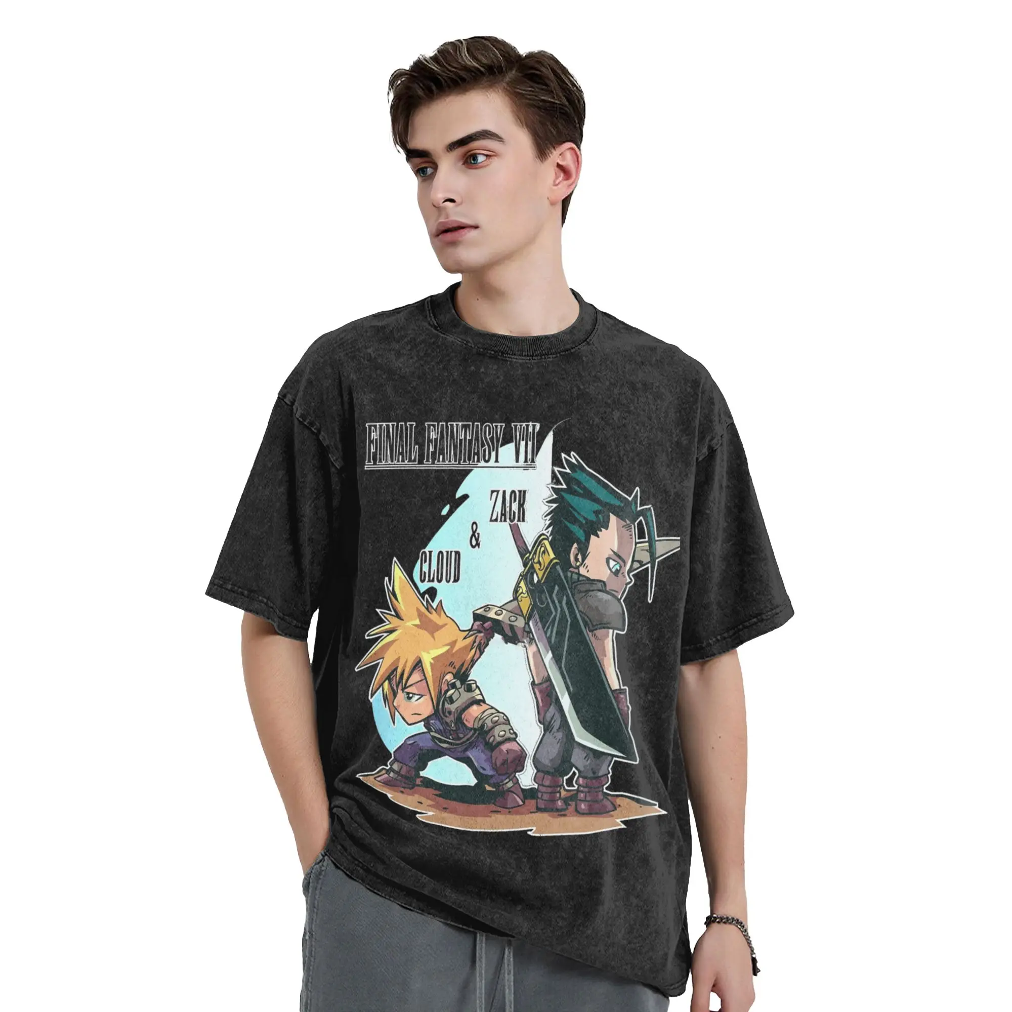 Finals Fantasys Zack Cloud Vintage Washed Tshirts Unisex 100%Cotton Tops Funny  O-neck Short Sleeve