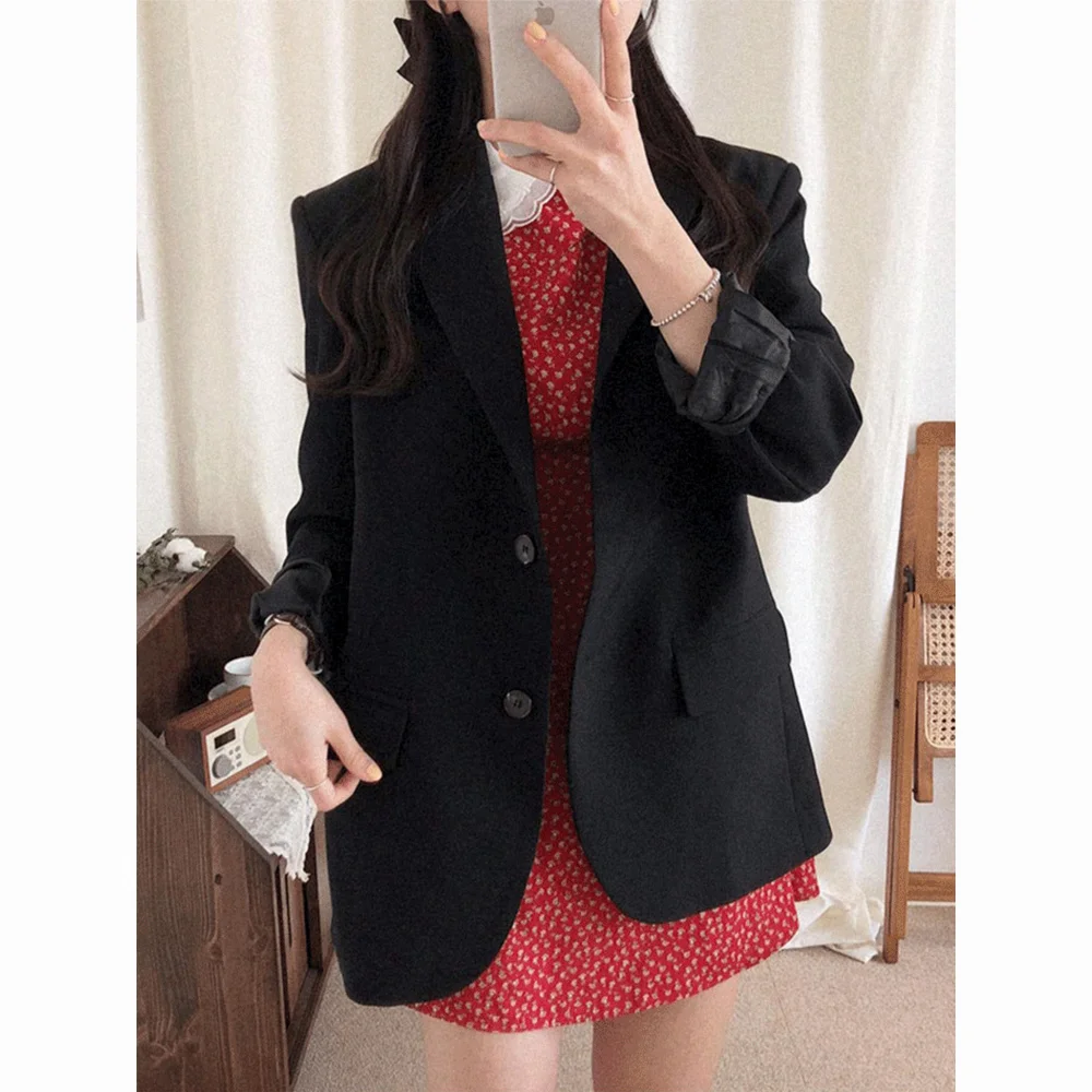 

Blazer Oversize Women Women'S Summer Suit Buttons-Up Flared Knee-Length Item Buckled Plus-Size Texure Slim Three-Dimensional