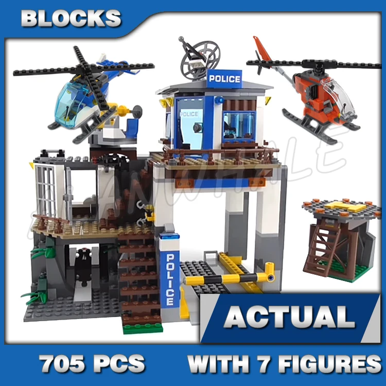 890pcs City Cop Station Control Tower Garage Car Helicopter Motorbike 10424 Building Blocks Set Bricks Compatible with Model