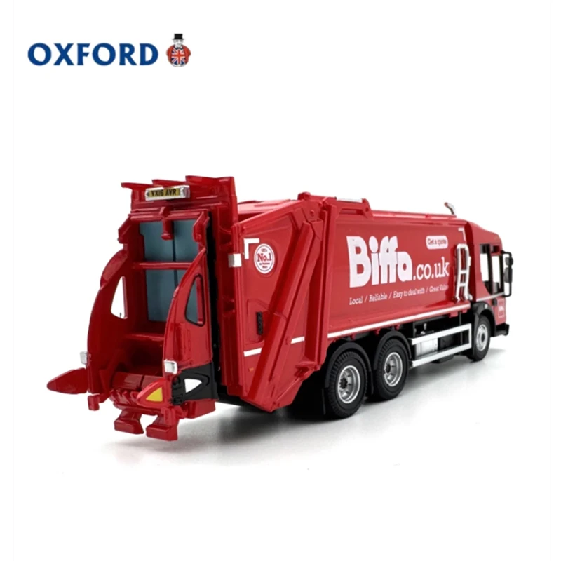 Diecast 1:76 Scale Alloy OXFORD Dennis Red Garbage Collection Truck Car Model Finished Product Simulation Model Gift Display