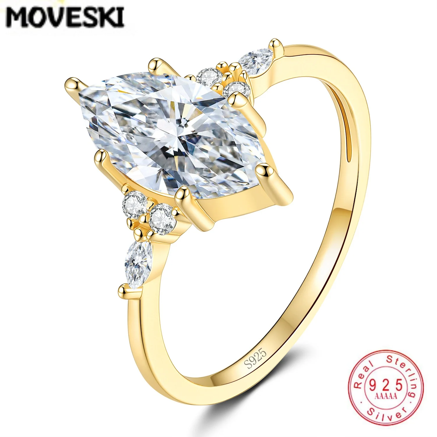 1CT Marquise Cut Moissanite Cluster Ring S925 Sterling Silver for Women Luxury Daily Party Fashion Jewelry Gift