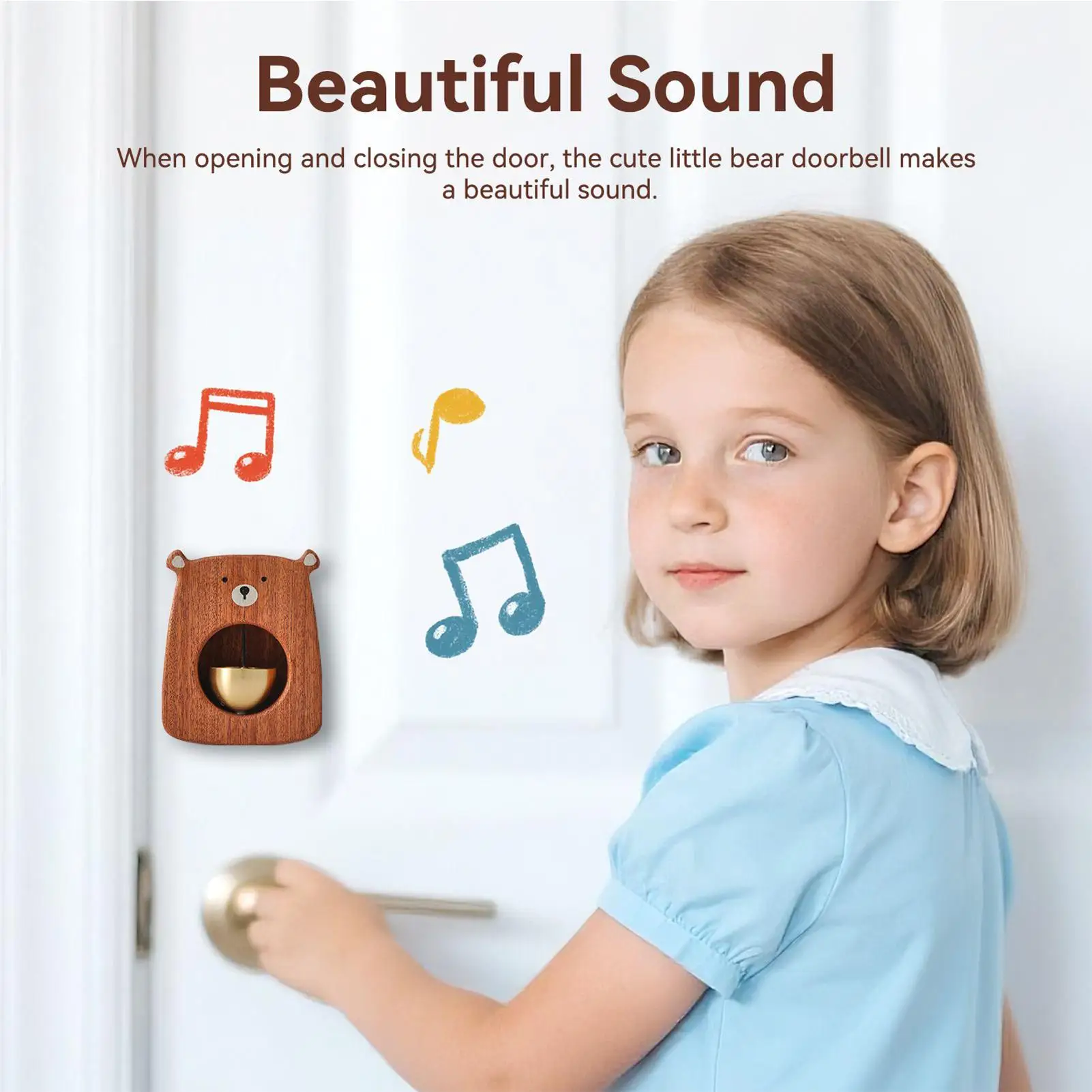 Houten beer deurbel met helder geluid Schattig tafelblad deurbel ornament interactief speelgoed voor kinderen klaslokaal woondecoratie cadeau