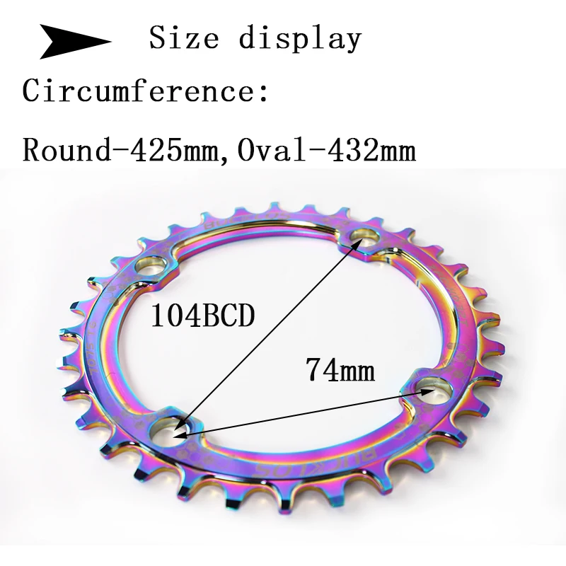 BUCKLOS 104bcd Crown Narrow Wide Chainring 30T 32T 34T 36T 38T Bike Chainring Round Oval MTB Chainwheel Bicycle Part