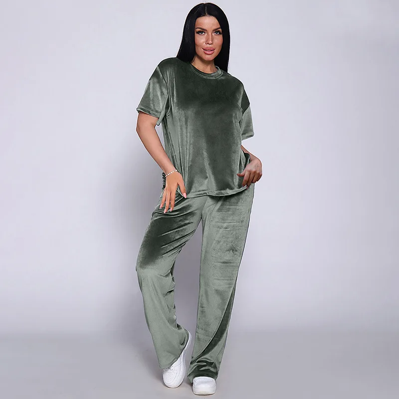 Women\'s Oversized Pyjama Set Gold Velvet Soft Warm Sleepwear Long Short Sleeve Suit Large Size 5XL Loungewear Pajama Fall Winter