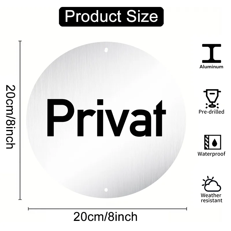 2D Flat, PRIVATE Vintage PRIVATE Label Metal Wall Sign - High-Quality Aluminum Privacy Decoration Suitable for Garage, Living Ro