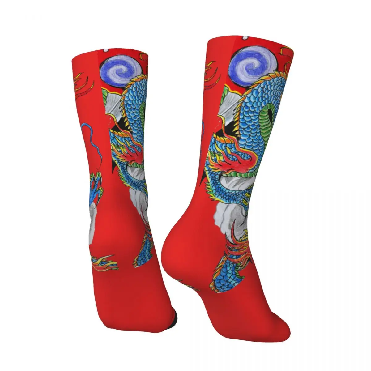 Chaussettes Happy Dragon de style chinois pour hommes et femmes, bas de cyclisme, cadeau de nouveauté, printemps, été, automne, hiver