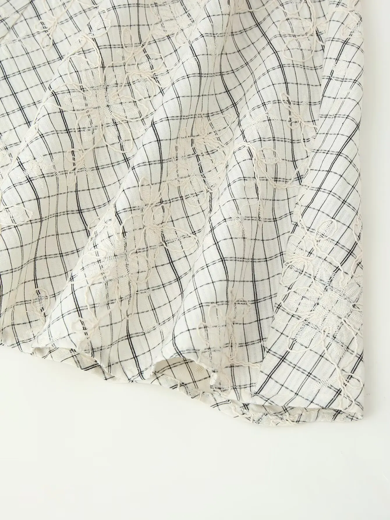 Spring Plaid Embroidered Bow Short Sleeve Blouse Tops and A-line Side Zipper Skirt Women Casual Office Lady Daily Commuting Set