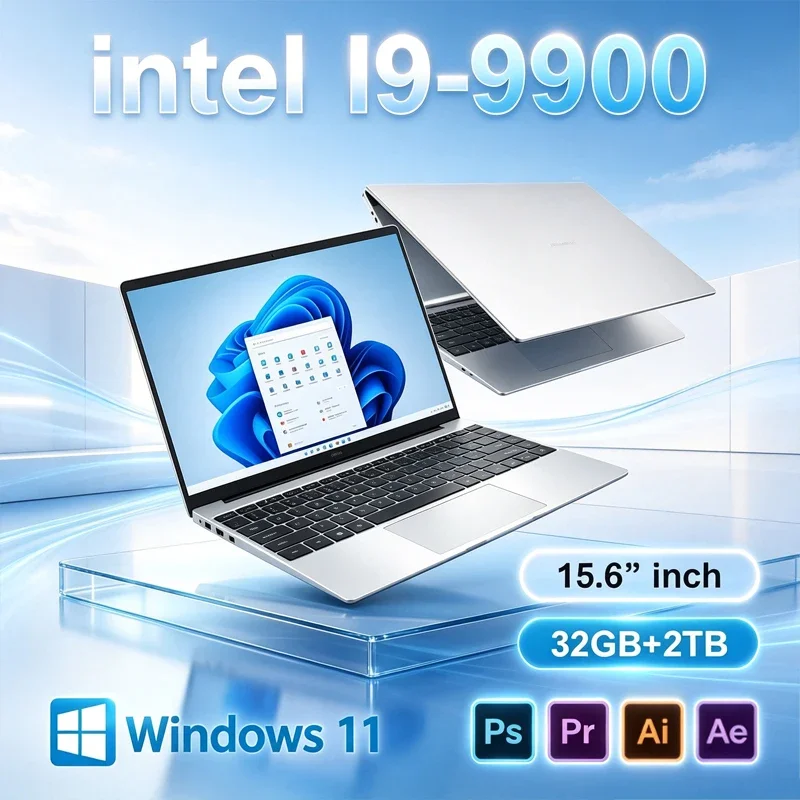 New 15.6 Laptop Intel Core I9-9900 32GB 2TB Gaming PC Ultra Slim Office Study Computer PC Windows 11 Pro 1920*1080 HD