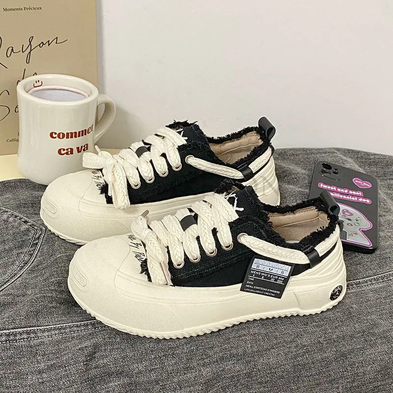 Chunky Sneakers Women Flat Platform Canvas Shoes Spring Summer Fashion Round Toe Casual Shoes Ladies Sneakers  Zapatillas Mujer