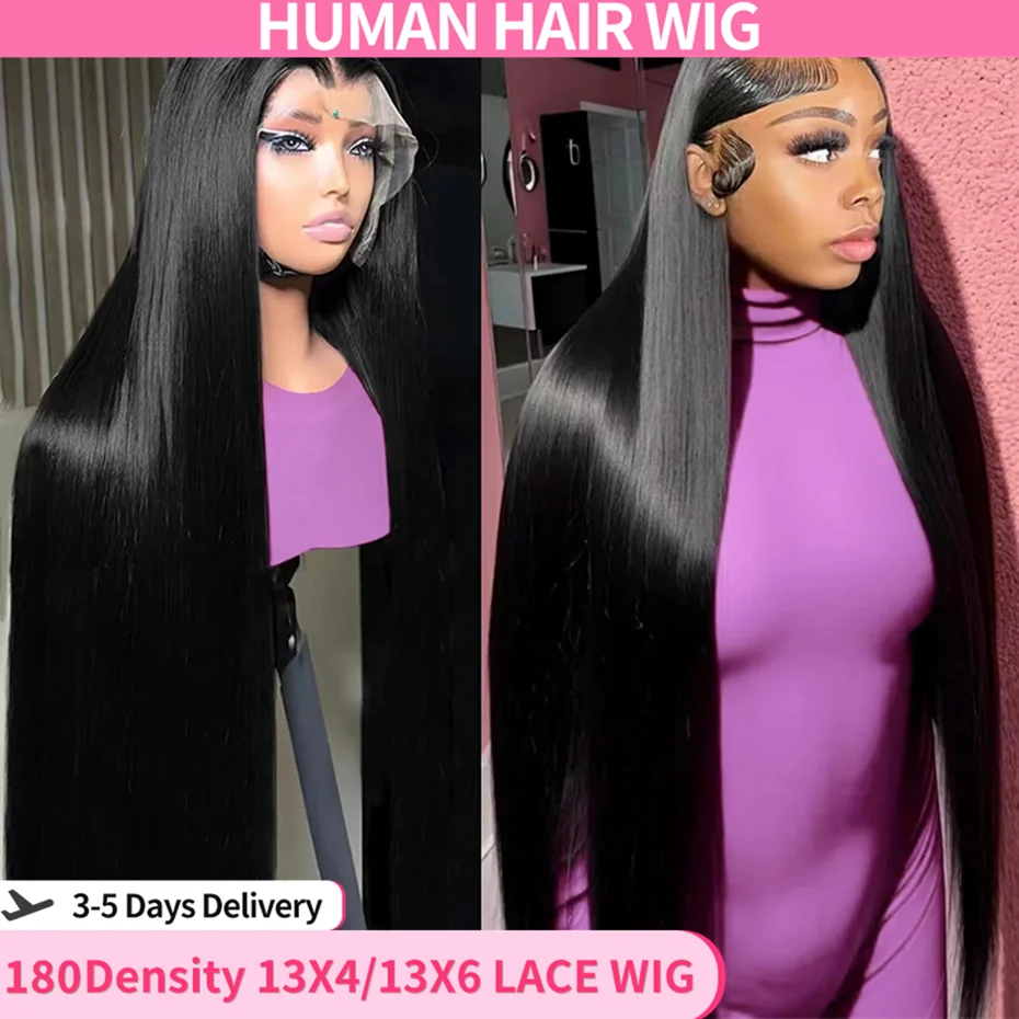 Straight Lace Front Wigs Human Hair Pre Plucked 13x4 13x6 Transparent Lace Front Wigs 180 Density Brazilian Remy Hair For Women