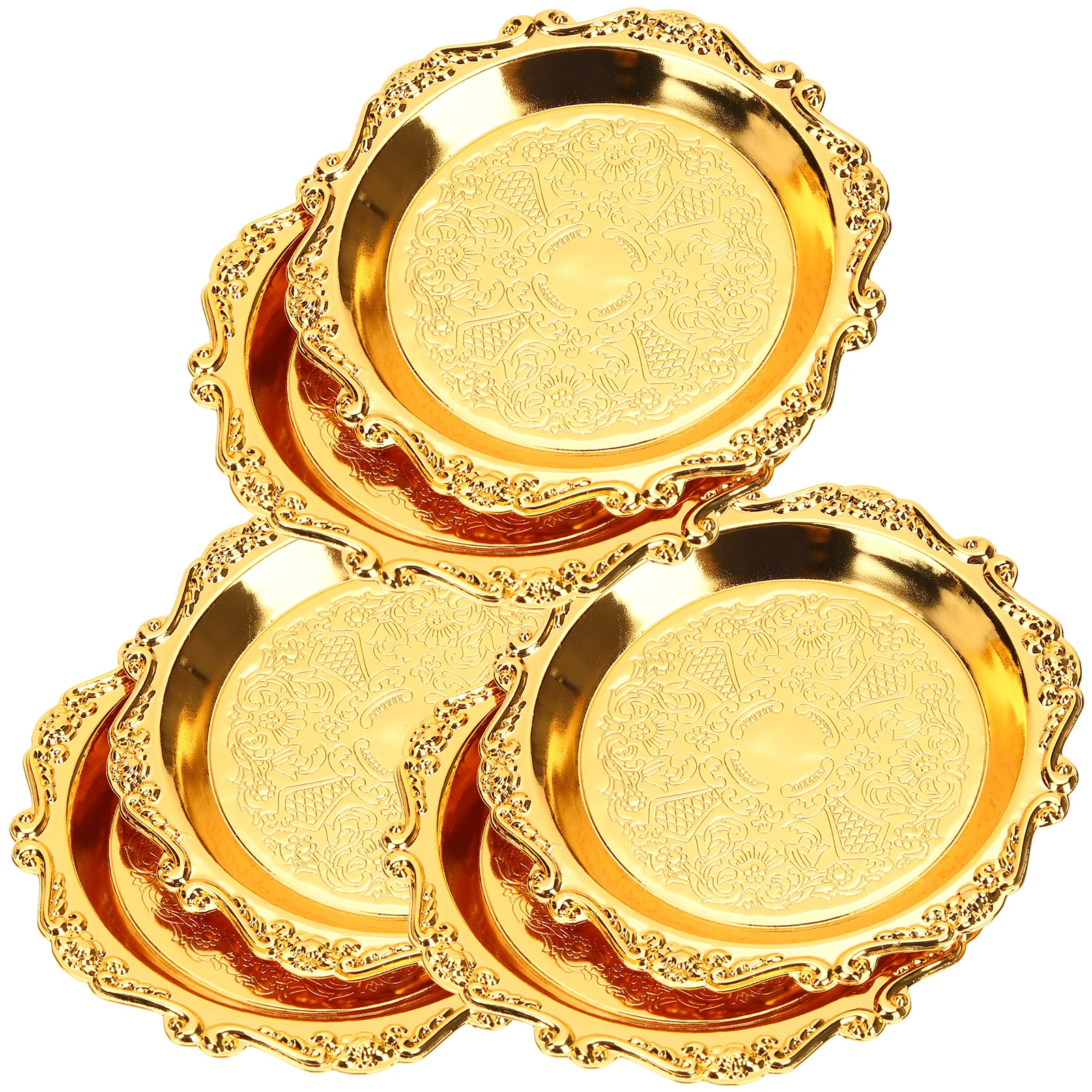 

6 Snack Plates 4 Inch Metal Trays Dry Fruit Dishes Party Platters Serving Fruits Nuts Chocolate Holidays Home Decor Kitchen
