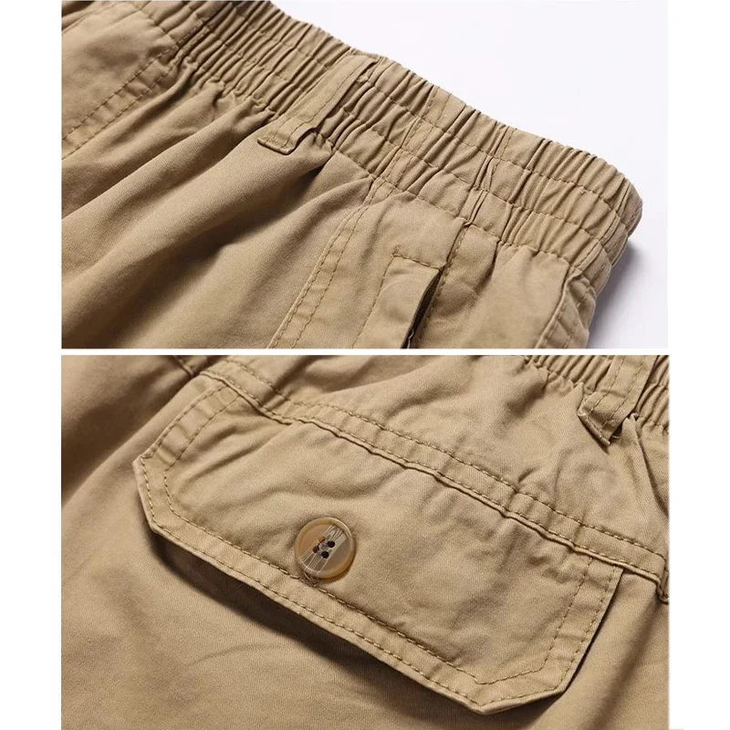 Pantalones informales con bolsillos y cremallera para hombre, Pantalón de algodón de alta calidad, cintura elástica, utilitario deportivo para el