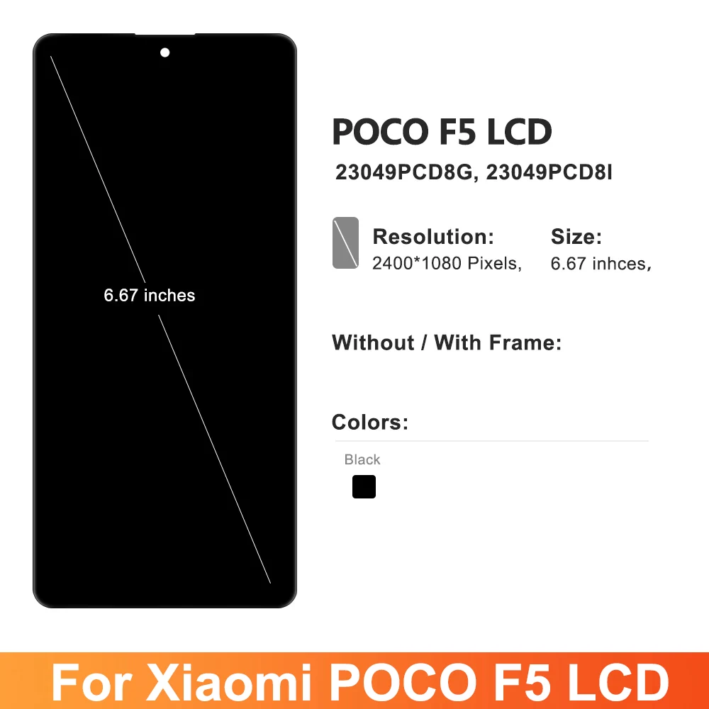 Imagem -02 - Montagem de Display Lcd Touch Digitizer com Moldura Tela para Xiaomi Poco f5 Pro 23049pcd8g 6.67 23049pcd8g