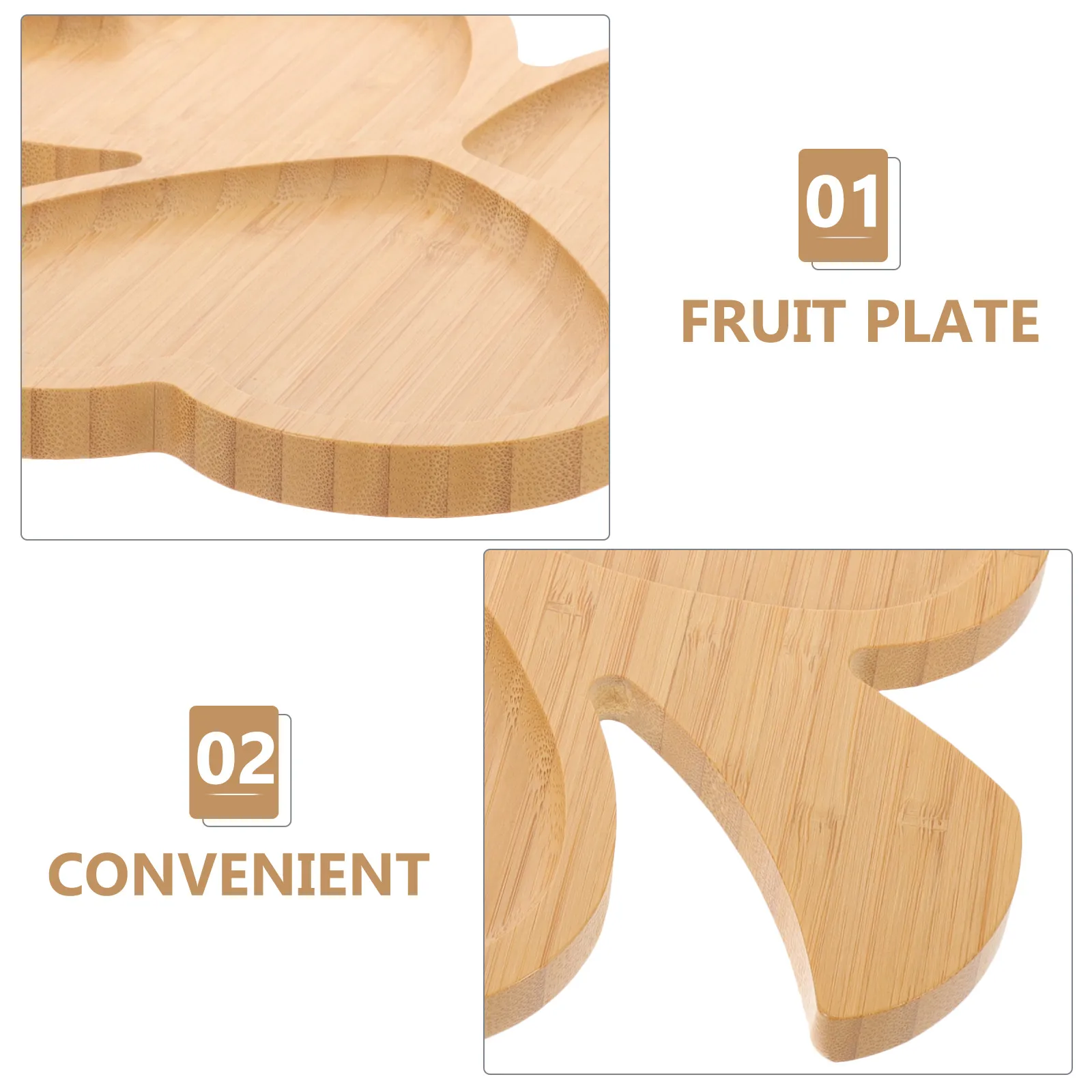 

Bamboo Three-Compartment Shamrock Shape Fruit Tray Rustic Serving Tray for Party Snack Dessert Display Dessert Displaying Holder