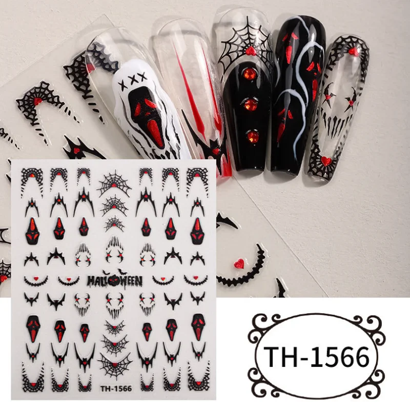 Halloween ongles autocollants bricolage squelette foncé araignée adhésif Laser ongles décalcomanies manucure Nail Art décoration Uñas Postizas Ofertas
