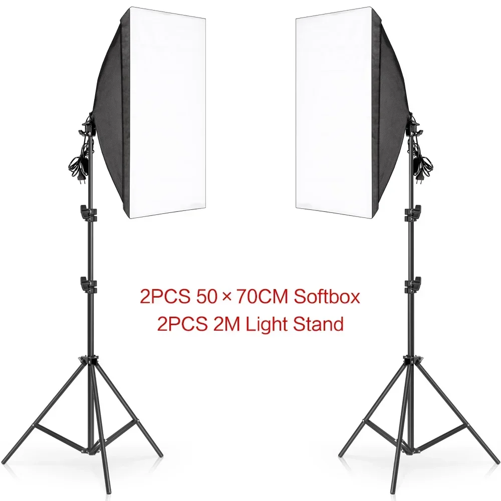 1-3 stuks professionele 50x70cm softbox verlichtingsset – enkele kop met LED-lamp voor portret-, mode- en productfotografie